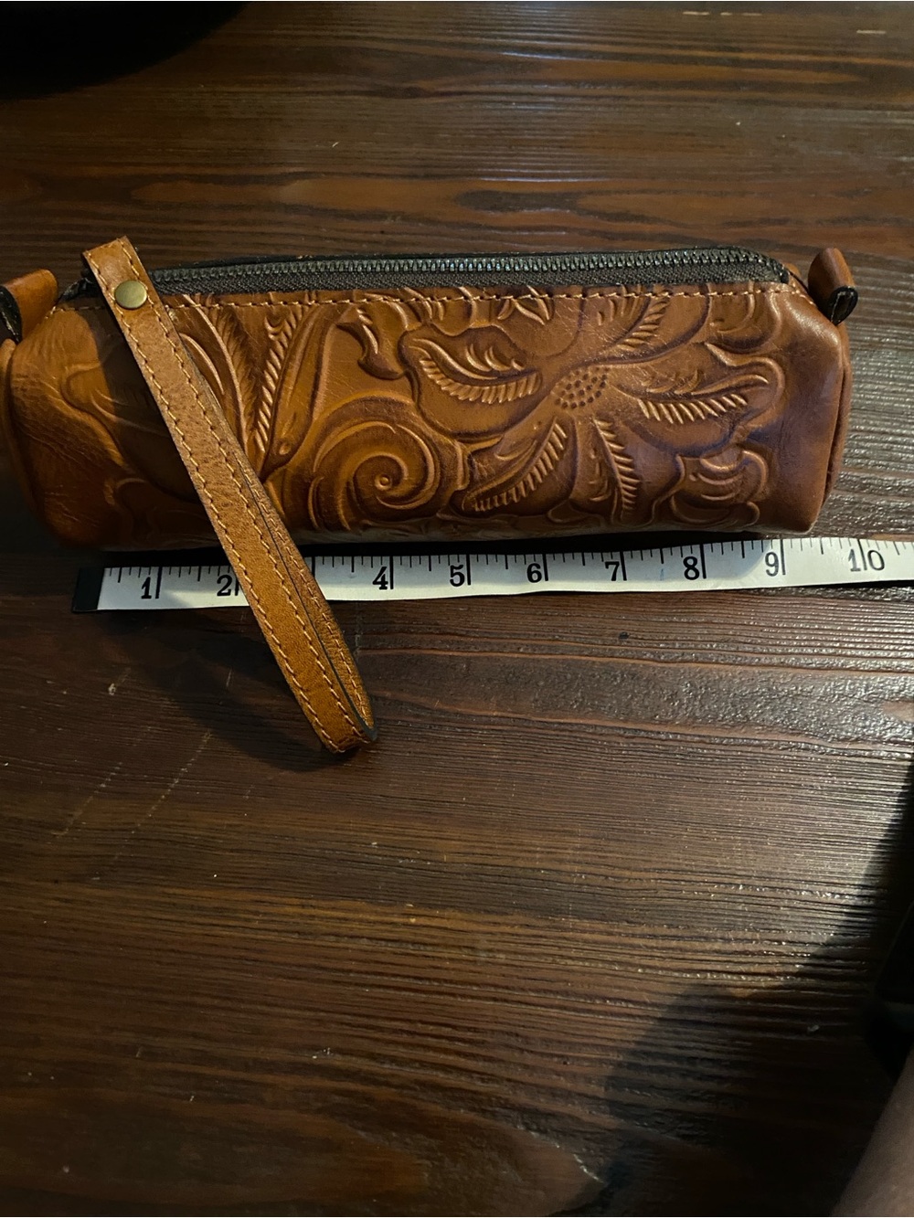 PATRICIA NASH- 2 Embossed Brown Leather Wristlets, Clutch - Picture 11 of 16